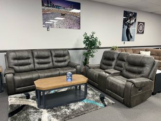 2PC Dark Gray Sofa & Loveseat