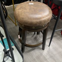 Bernard Wood Backless Counter Height Swivel Stool