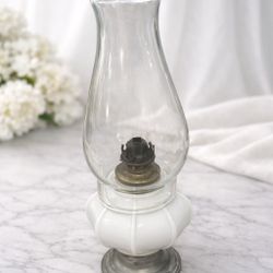 Vintage Milk Glass Oil Lamp 