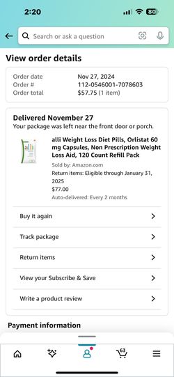 Alli Open Bottle For Local Pickup Only