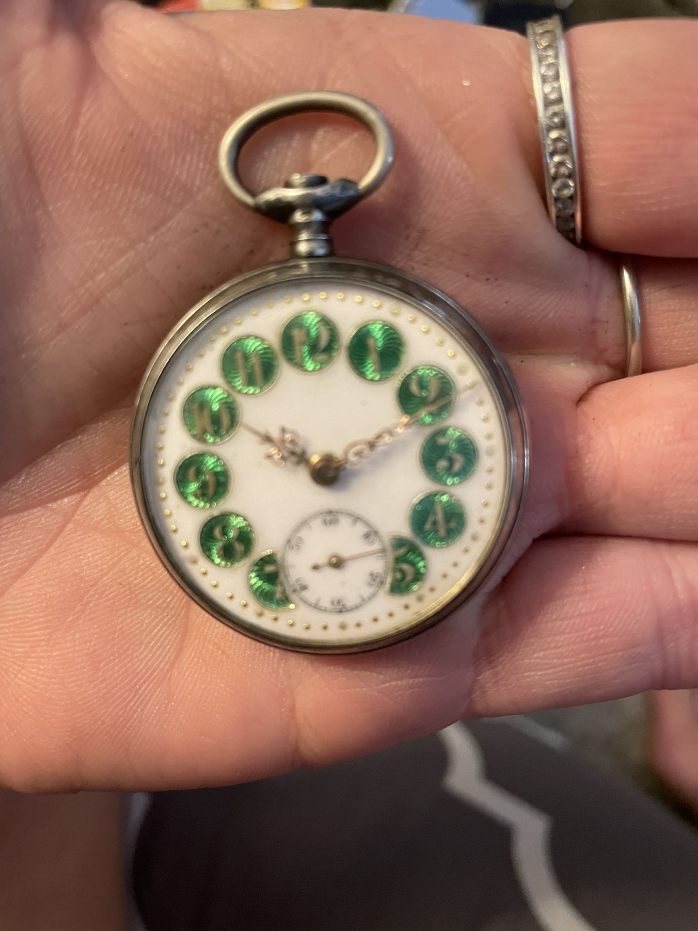 1899 Swiss Circa Pocket watch With Sterling Silver Bird Scene On The Back