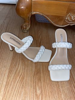 Womens Braided Heeled Sandals Sexy Square toe Woven Stiletto