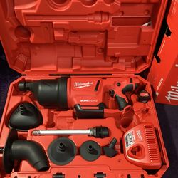🧰🛠Milwaukee M12 Drain Cleaning AIRSNAKE Gun Kit w/(1)2.0Ah Battery&Toilet Attachments-LIKE NEW!-$265!🧰🛠