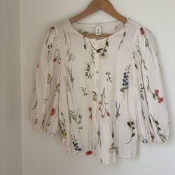 H&M Floral Blouse - Linen Blend 