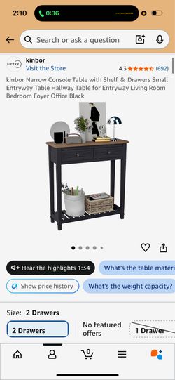 Black/Brown Wood Entry Table