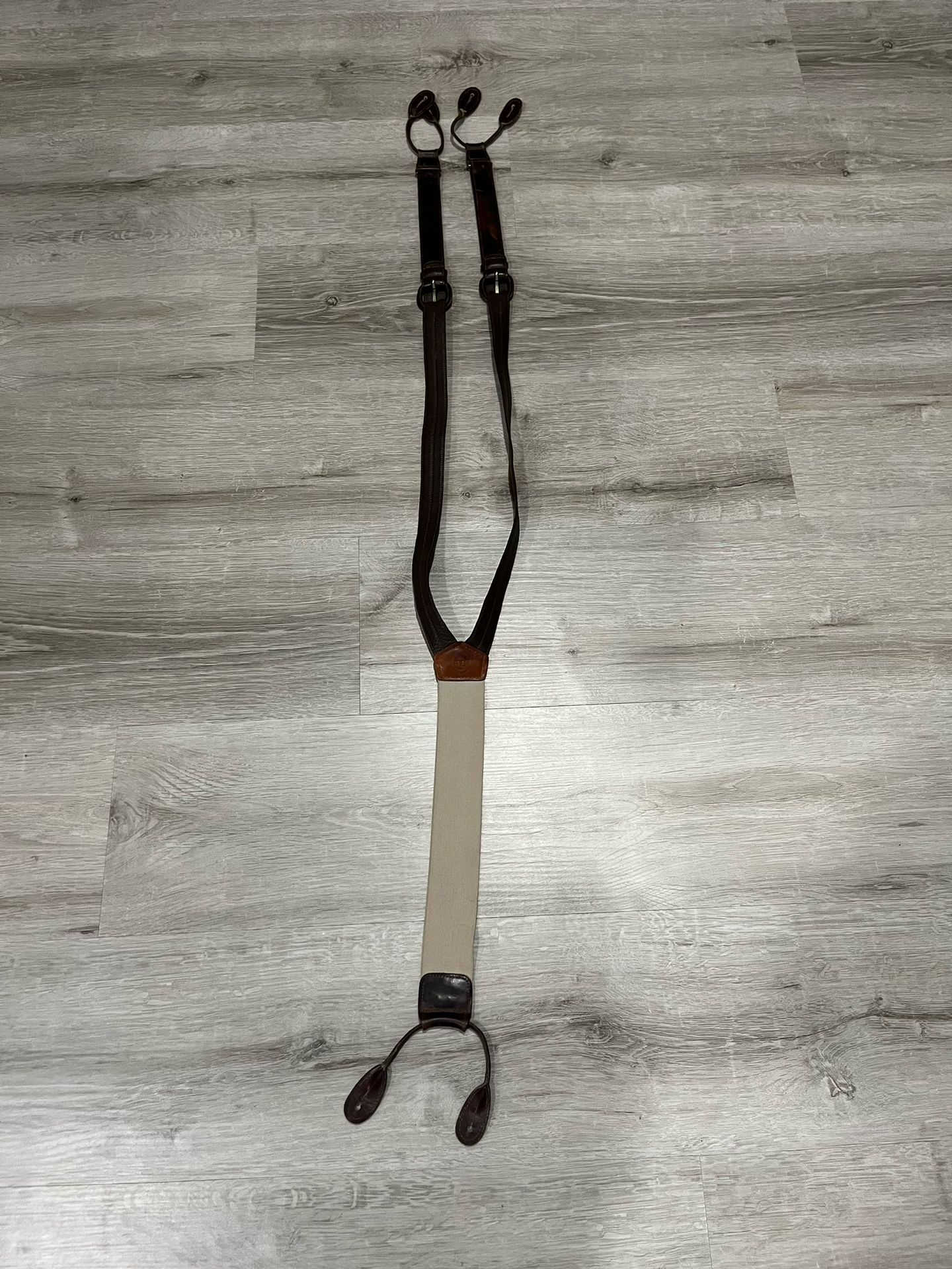Torino Men’s Brown Leather And Canvas Adjustable Suspenders