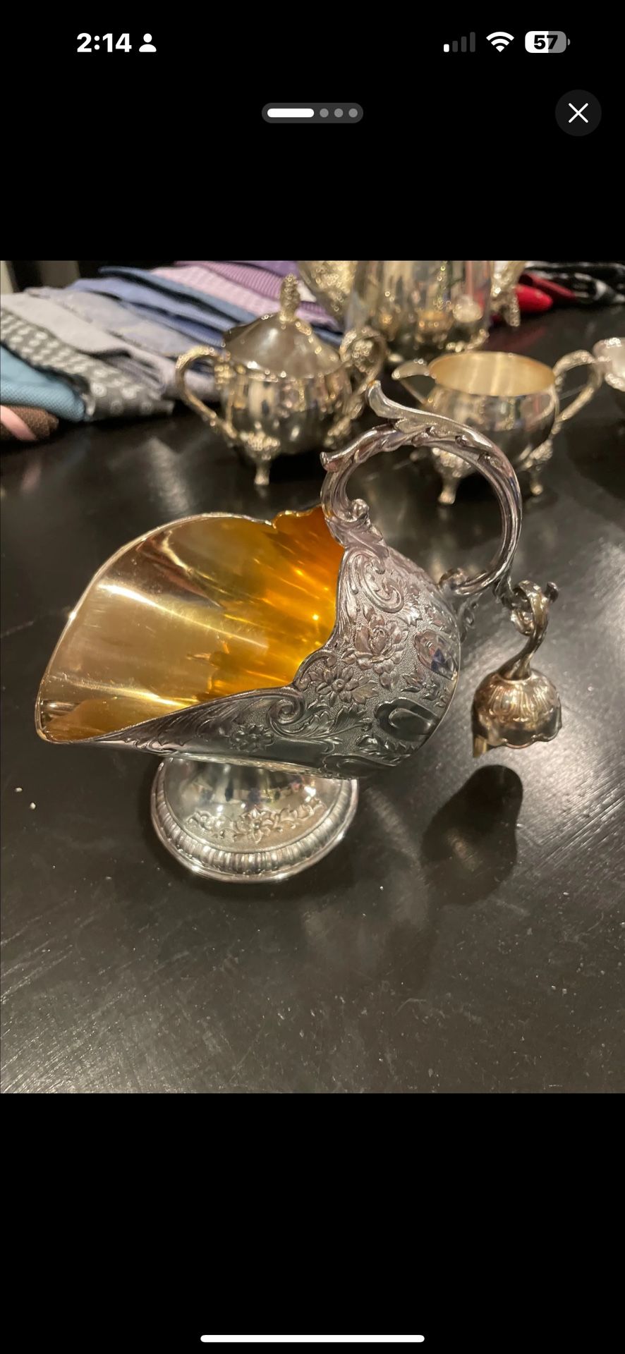 Vintage Sugar Bowl With Matching Scoop That Hangs From The Bowl’s Handle