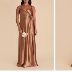 Birdy Grey Satin Rust Wrap Dress