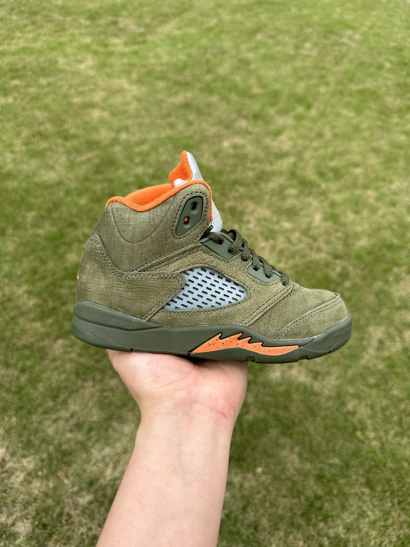 Jordan 5 Retro Olive 2024 PS Little Kids Size 13c Green Orange 440889-308