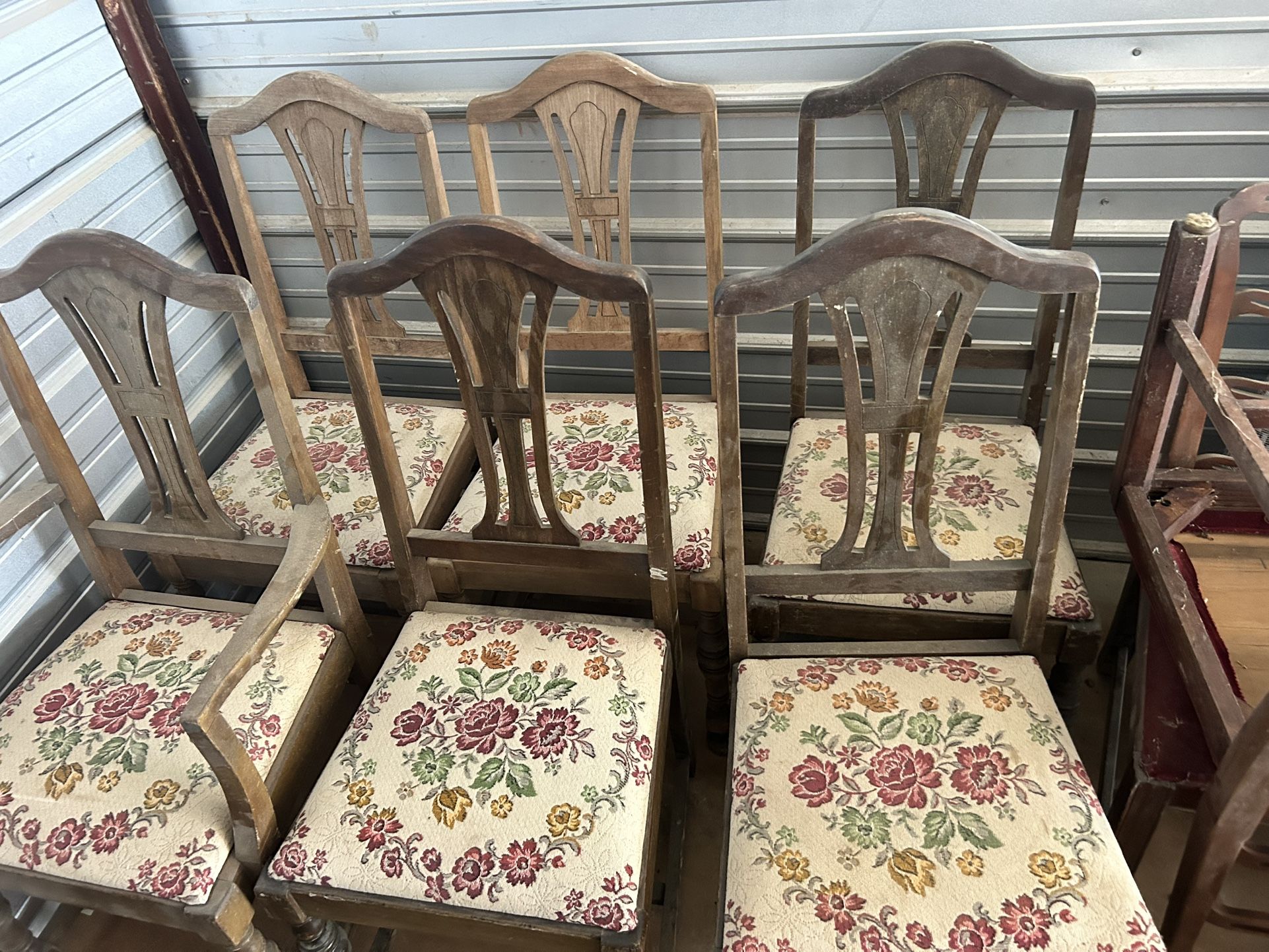 Set Of Six Flower Dining Chairs
