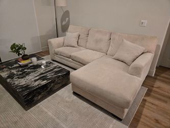 Used white 2pc sectional sofa with chaise