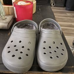 Crocs Classic Lined Clog Mule Shoes Womens Size 7 Gray