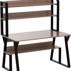 Metal and wood computer table