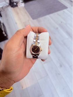 Rolex Ladies Oyster Perpetual 76183 Black Dial 18K Yellow Gold Stainless Steel 2001
