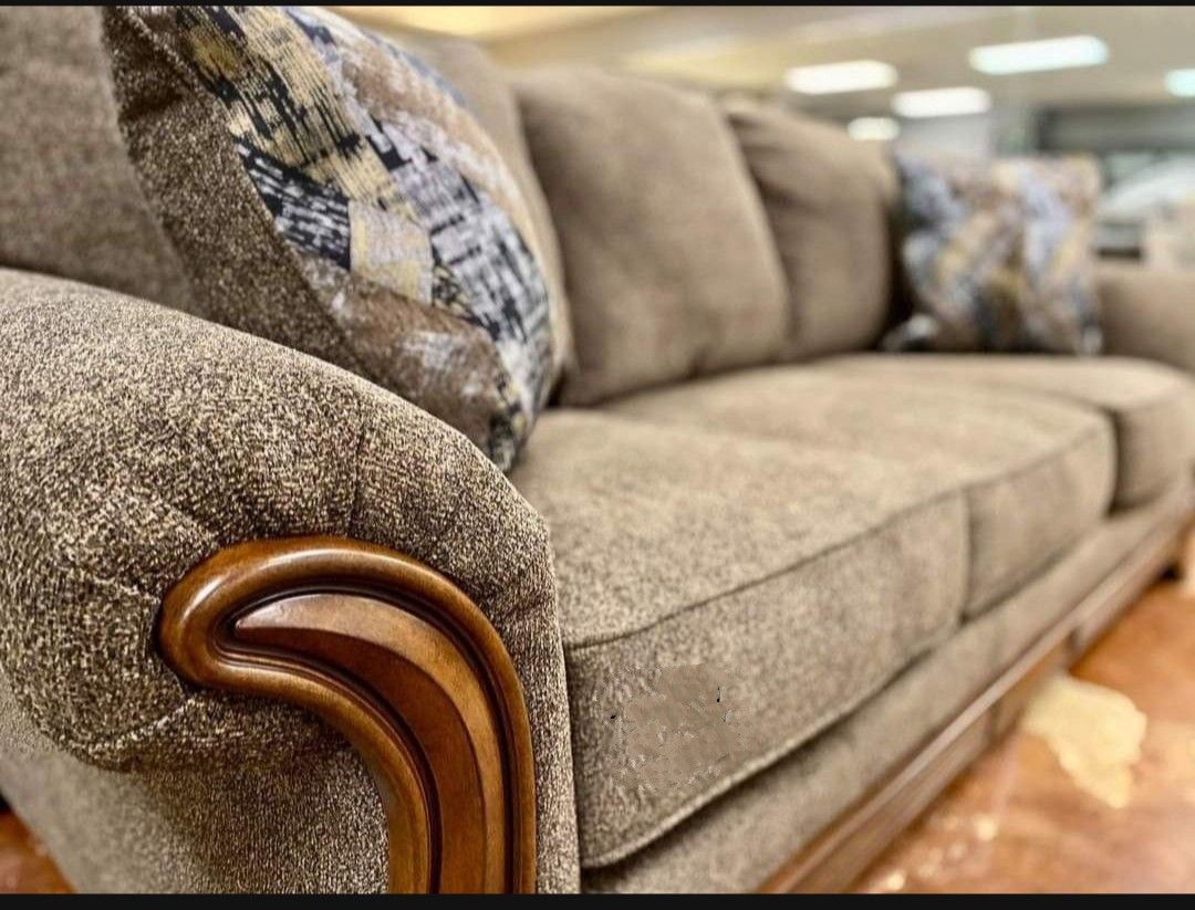 Miltonwood Teak Sofa by Ashley, SAME DAY DELIVERY, Financing Available