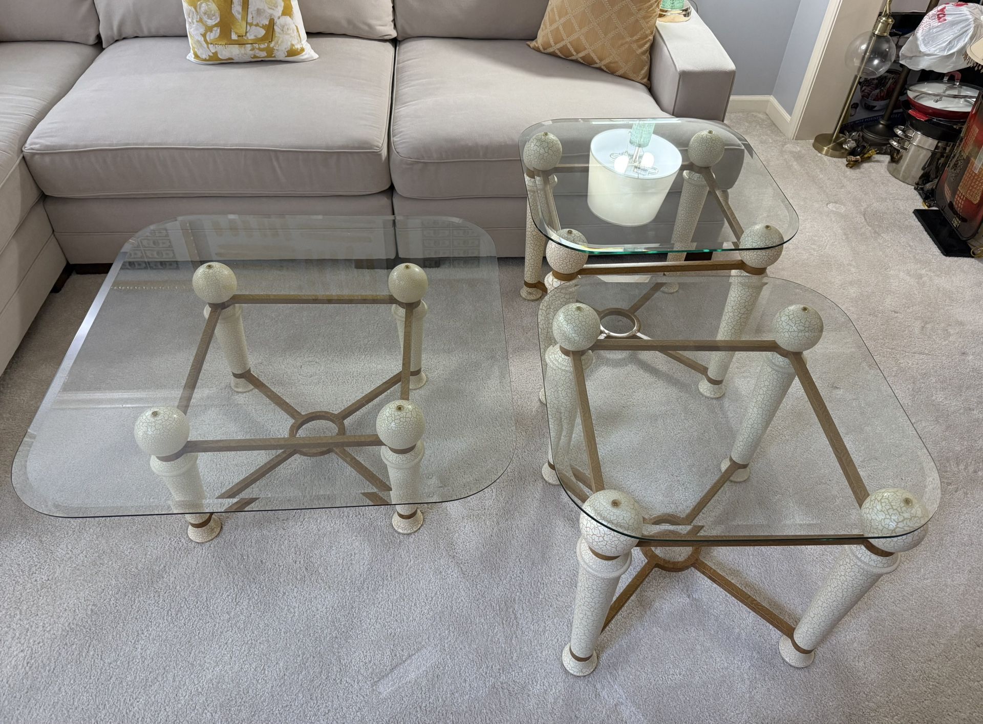 3 Piece Table Set Glass Top