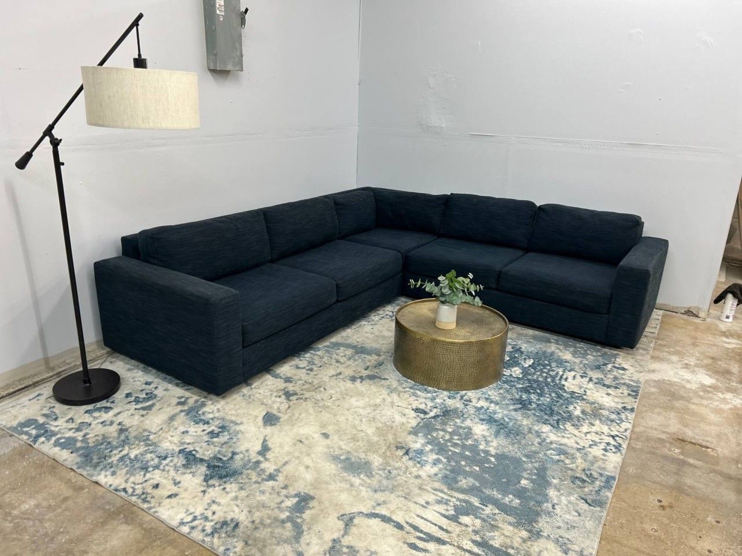 West Elm Urban 3-Piece Navy Sectional Couch