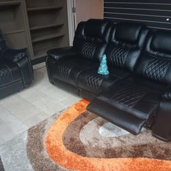 *Holiday Sale Event!!!*---Bold Santiago Black Leather Reclining 3 Piece Sets---Now $1499!!!---Delivery And Financing👌