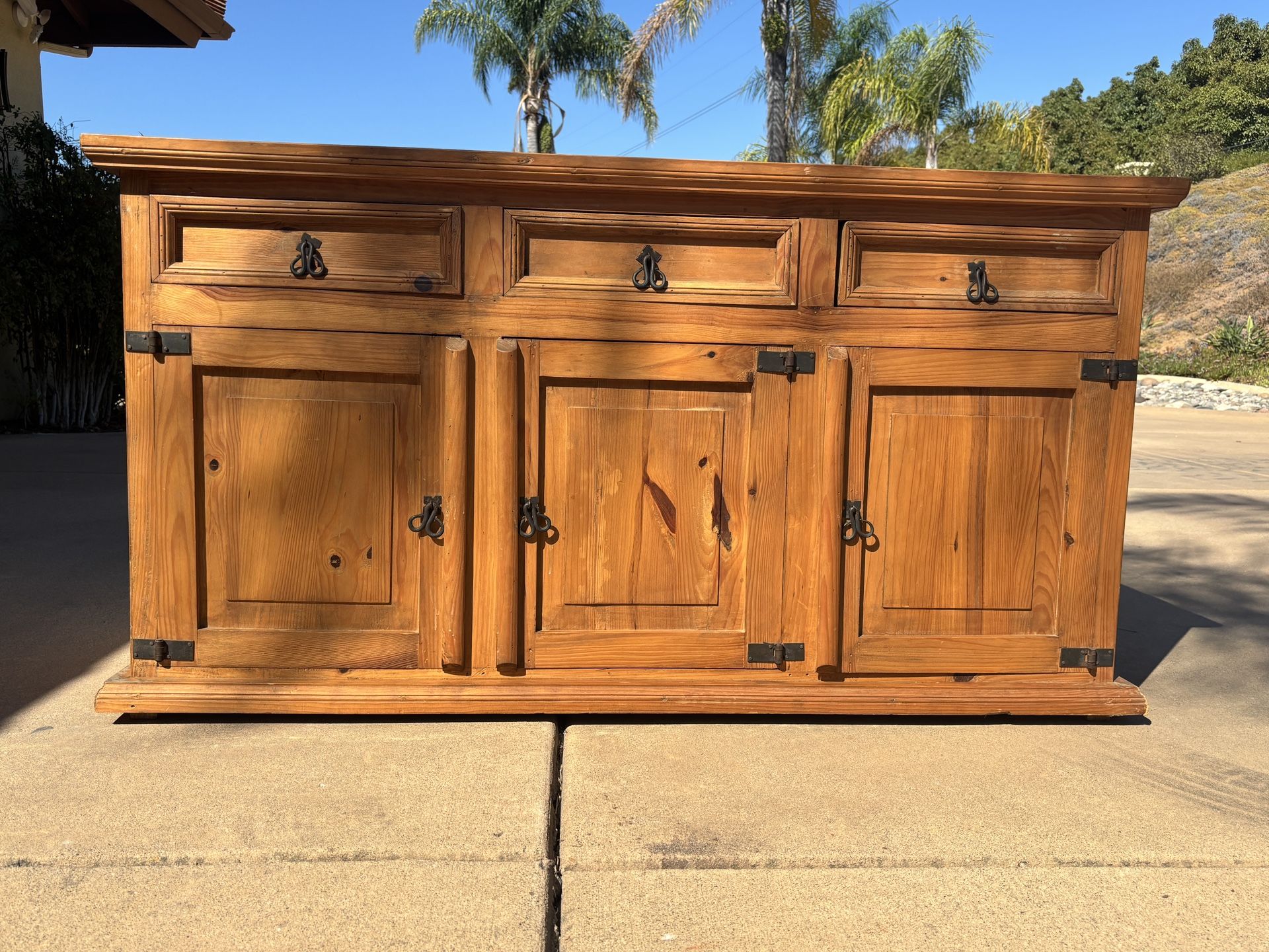 Antique solid wood (old pine) credenza
