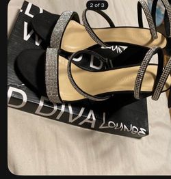 Wild Diva Lounge Rhinestone Strap Heeled Sandals