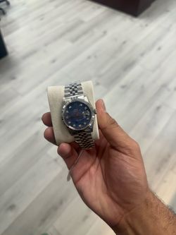 Rolex Datejust 16234 36mm Blue Sodalite Diamond Dial 18k Gold Steel Box Paper 2000