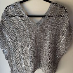✨ Silver Sequin Top Set (2 pcs)  Beautiful sparkly silver sequin camisole + lightweight sheer overlay top   Perfect for party, dinner, Vegas, photos, 