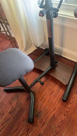 Sit-Stand Desk - Adjustable Height Ergonomic Workstation with Stool, Side Table, and Foot Pla