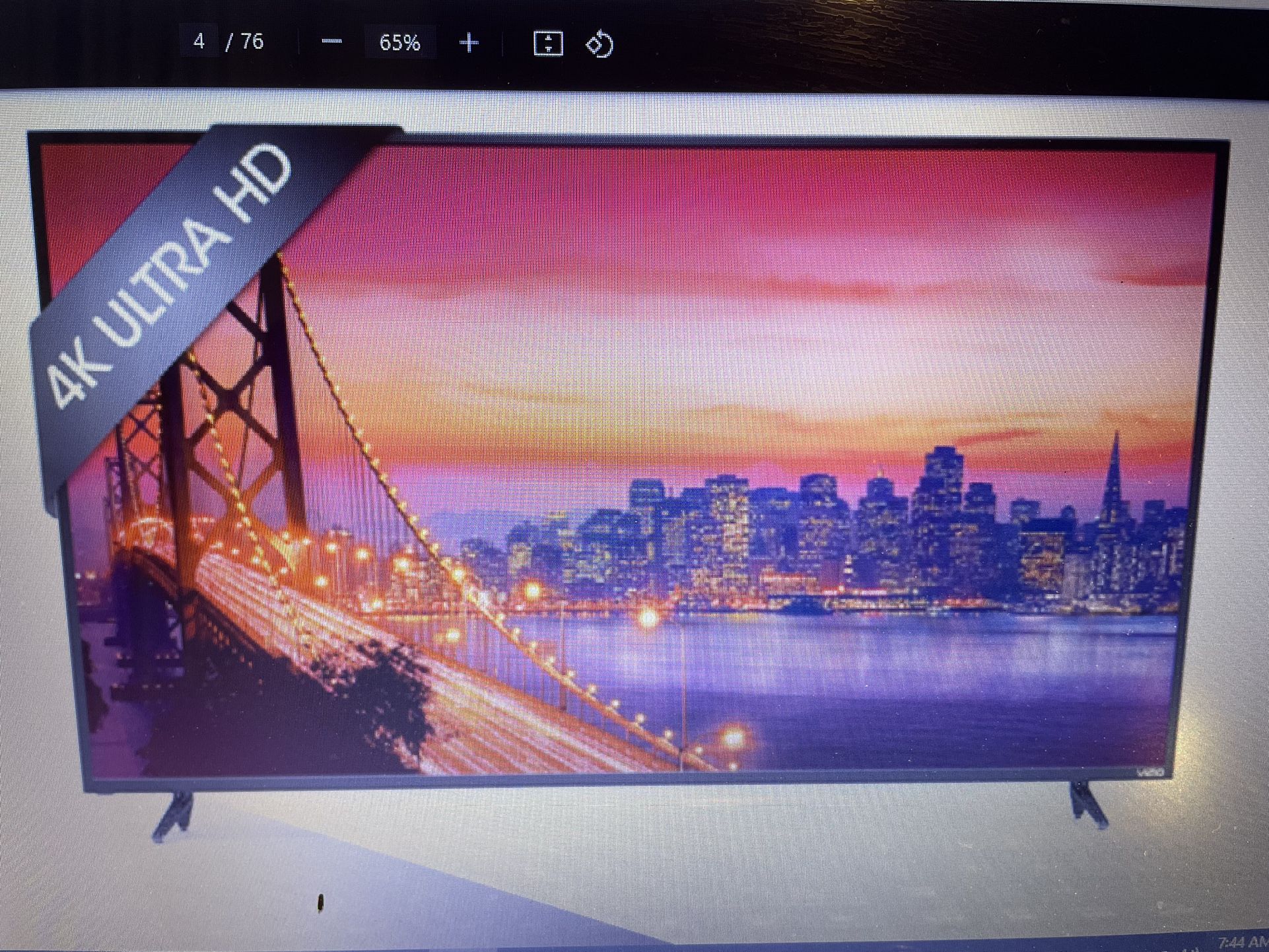 Visio Smart TV 65” 4K  E65u-D3 Excellent Condition Like New Price To Sale 