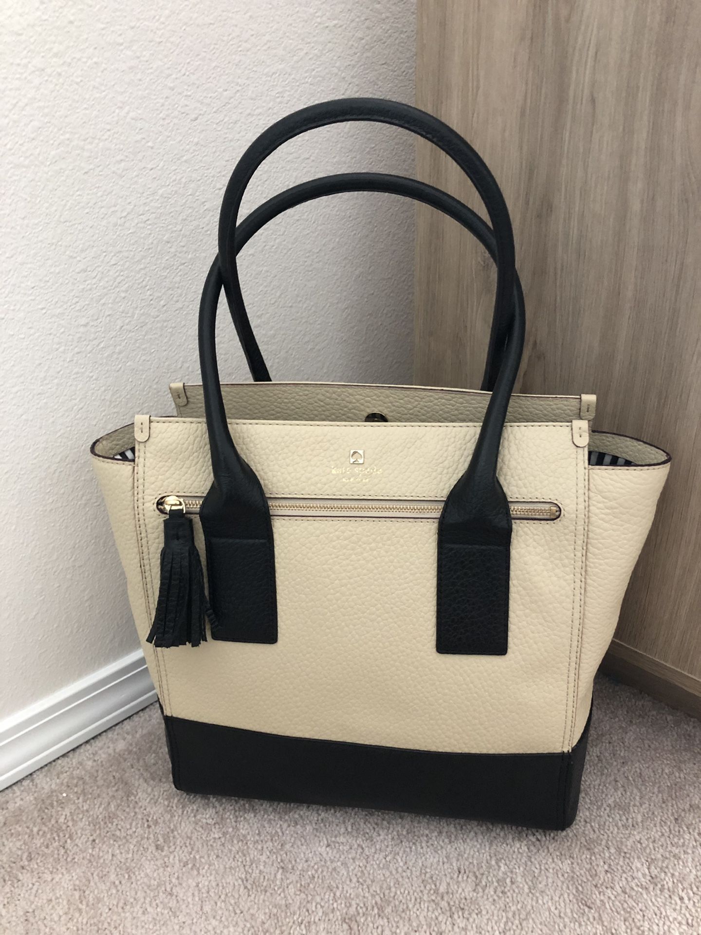 Kate Spade Linda Bag Cream Black White Leather Shoulder Bag