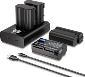 4 Pack EN-EL15C Batteries and Dual Battery Charger for Nikon Camera
