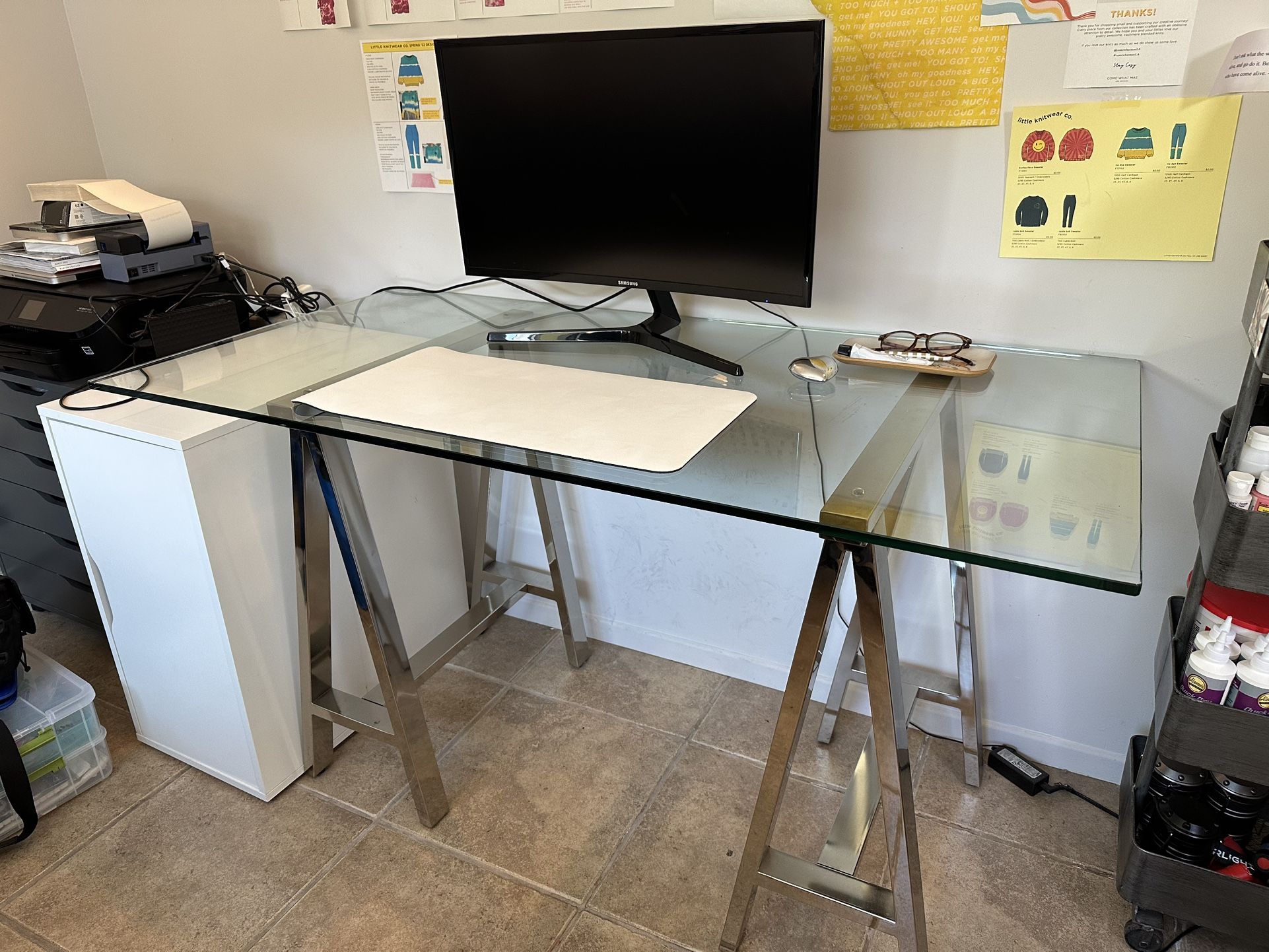 Tempered Glass Desk With Metal Legs