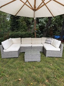7pc Outdoor Patio Sectional Couch + table