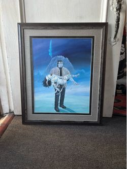 Frankenstein & the bride framed painting picture
