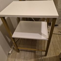 Pair White And Gold Night Stands/Side Tables