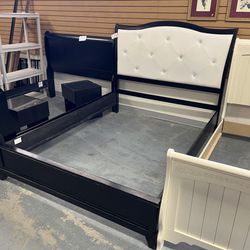 Black White Rhinestone Queen Size Bed Frame (in Store) 