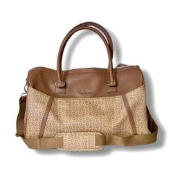 GUESS Men's Brown Leather Gym Duffle Bag Set – Stylish & Lightweight Travel Essential
