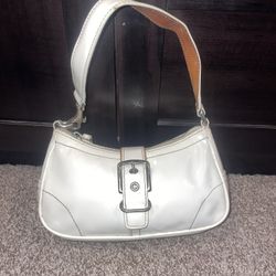 White Leather Mini Coach Bag