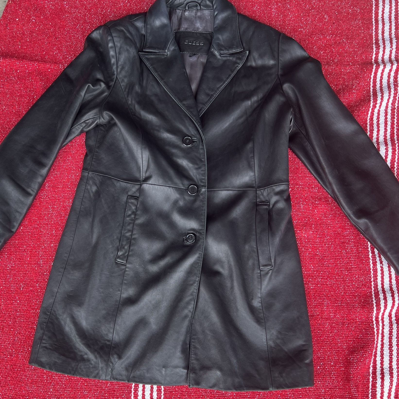 Black Genuine Guess Leather Jacket 