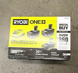 Ryobi 18V ONE+ 4Ah & 2Ah Lithium Starter Kit