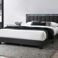 Queen Size Dark Grey Led Light W Ortho Matres!!!!