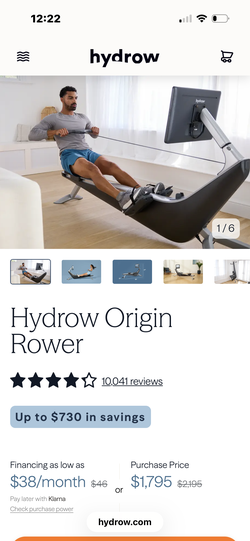 2023 Hydrow Pro Rowing Machine Hydro Origin Very Good Condition - Zephyrhills, FL
