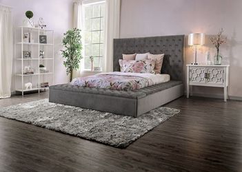 Queen Gray Bed With Storage