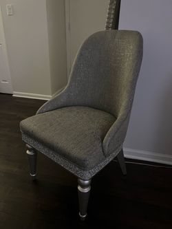 Gray Upholstered Accent Chair with Silver Legs