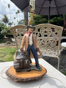 Hand Painted Cowboy Lamp