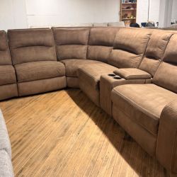 Delivery available Brown L Shaped Sectional Recliner Sofa Couch