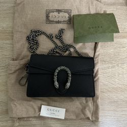 Gucci Dionysus black leather super mini bag,