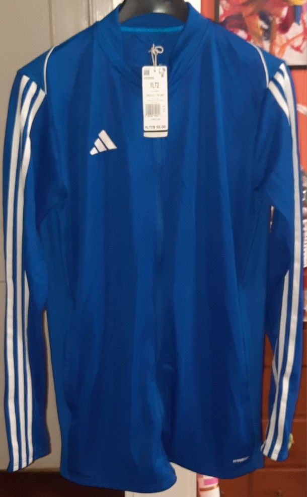 Adidas Team Royal Blue 3 Stripe Slim Fit Track Jacket size XL + 2
