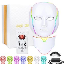 FM-01 Blue Red Light Theràpy Màsk for Face, 7 Colors LED Face Màsk Light Theràpy, Skin Care Màsk for Face for Beauty Salons and Home Use