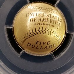  2014 W $5 Gold Coin PCGS PR70CAM Baseball Hall Of Fame 