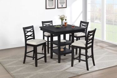 Brand New Black & Light Gray 5pc Counter Height Dining Table Set